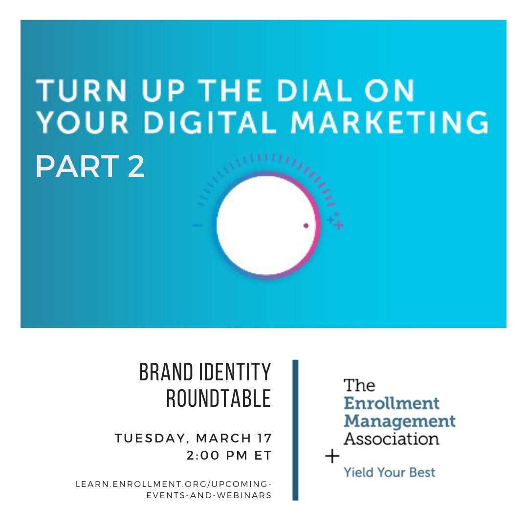 On 3/17, our Brand Identity Roundtable will draw insights from our latest State of the Industry Report &amp; present 5 best practices &amp; 4 activities to leverage your value proposition, identity branding, &amp; storytelling to help you meet your enrollment goals hubs.ly/H0nfws20