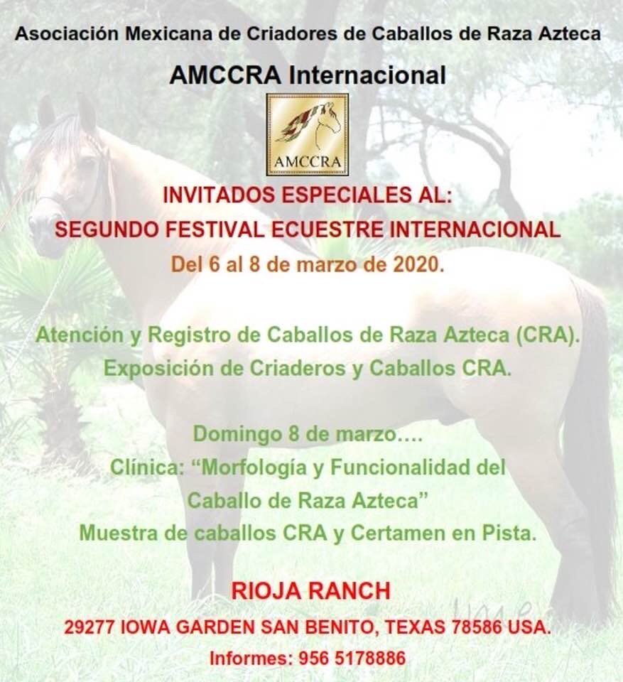 imelda_saldivar's tweet photo. AMCCRA Invitados Especiales , Segundo Festival Ecuestre Internacional del 6 al 8 de marzo 2020
Rioja Ranch, San Benito Texas
@abecing @ANTONIOLLAGUNO1 #Amccra #Accrae https://t.co/P93Zj5JLcv