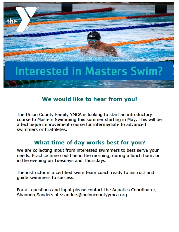 UCFYMCA's tweet photo. Is your swim stroke causing you pain?  Are you trying to build speed, or improve your form? We need your feedback! We are looking to start a Masters Swim program &amp; want to know if you are interested.  Contact Shannon at ssanders@unioncountyymca.org. #ymca #masterswim https://t.co/Mv5cIeJH2S