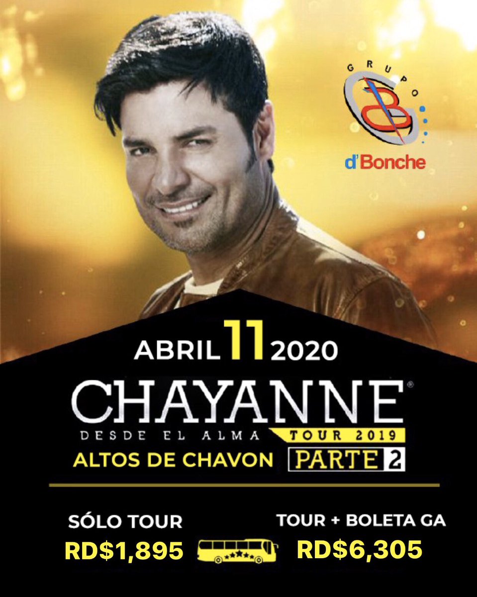 El próximo 11 de Abril nos vamos a ver a <a href="/chayanne/">Chayanne Martins</a> en Altos de Chavon ¿Quieres ir? ¡Nosotros te llevamos! Solo Tour: 1,895 || Tour+Boleta: 6,305|| Más info 📲809.566.7575 #dboncherd  #dboncheacaboconto