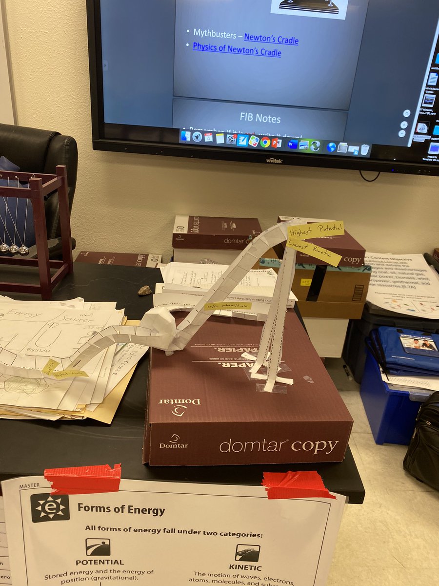ChemMissC's tweet photo. 6th grade science creating paper rollercoasters to observe potential and kinetic energy! @DowellMS #mymisd #misdscience @KendraHenke https://t.co/6EFlqnLVqJ
