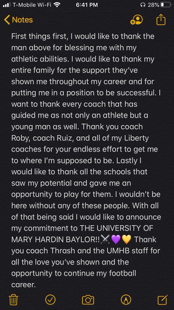 NMonticure's tweet photo. COMMITTED💛💜⚔️ #GoCru @Coach_Thrash https://t.co/27YO4y53x3