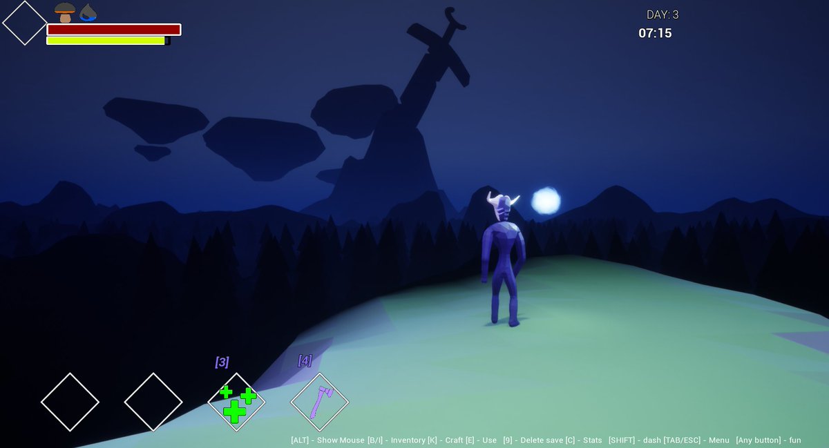 I wasn't planning on making a day/night cycle, but this sword looks so epic in the darkness, I kinda have to do it now... 

#gamedev #indiedev #indiegame #games #ue4 #screenshotsaturday #wednesdayislikesaturdaybutwednesday