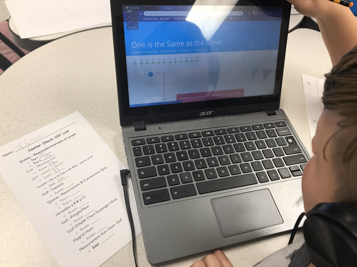 Want a great way to hold students accountable?! Make a check list for them! Students chose the order of completing the stations &amp; even wrote down the scores they made at each station. I will definitely continue using this! #risdmvps #RobinsonISD <a href="/RISgreatness/">RISD Intermediate</a>