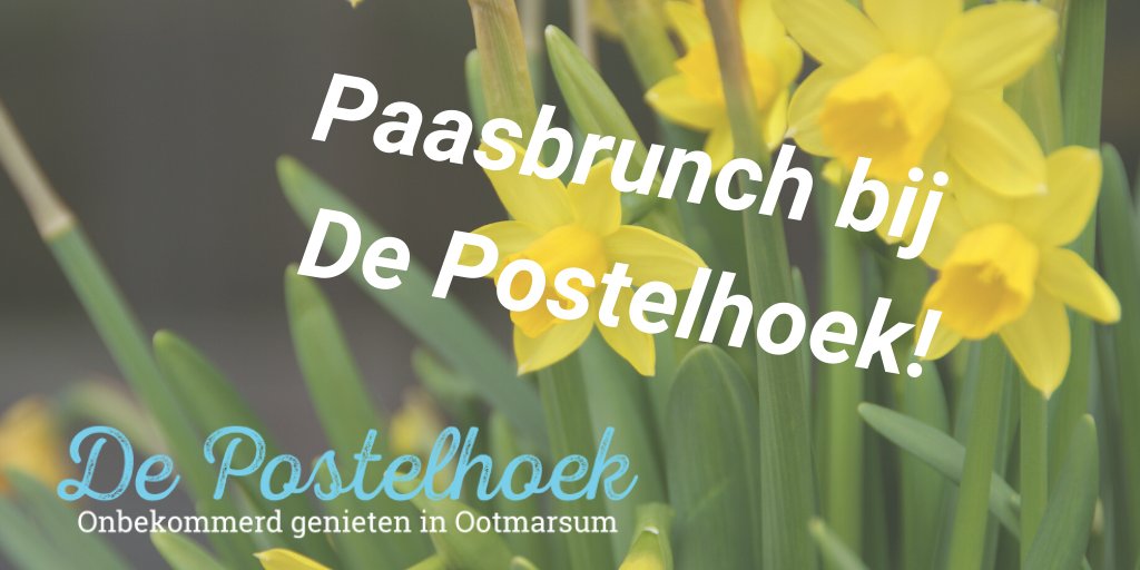 Heerlijke paasbrunch bij De Postelhoek op zondag 12 april. Lekker genieten met het hele gezin van de heerlijkste paasgerechtjes (19,50 p.p.)  Meldt u zich even aan? info@postelhoek.com of 0541 293 105. Tot ziens.