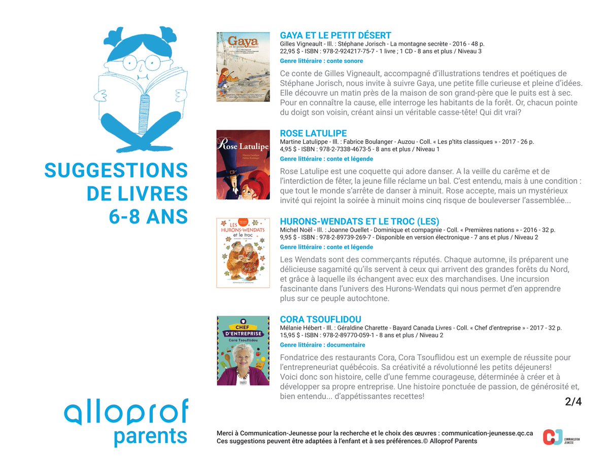📚LISTE DE LECTURES GÉNIALES! En manque d'idées de lecture? Voici quelques propositions pour les 6 à 8 ans. 📚 #lecture #relâche #trucs #parents #éduQC