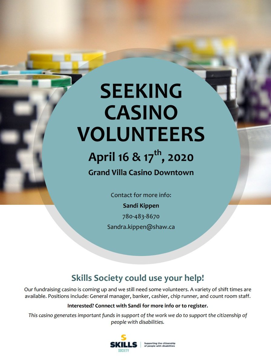 skillssociety's tweet photo. We're looking for volunteers for our upcoming fundraising casino! Info on how to register or inquire in the image below 👇#Contribute #AGiftOfTime #Support #Casino https://t.co/TA9vV6AkMT