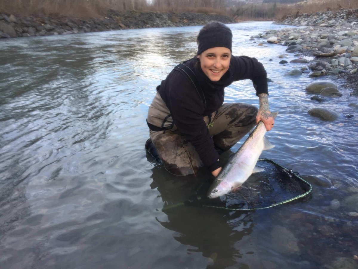 STSGuiding's tweet photo. Nice catch for STS Guide Renee C this morning on the #Vedder #steelhead  @STSGuiding #girlswhofish #femalefishingguides #comejoinus https://t.co/vXIqWRk5Gr