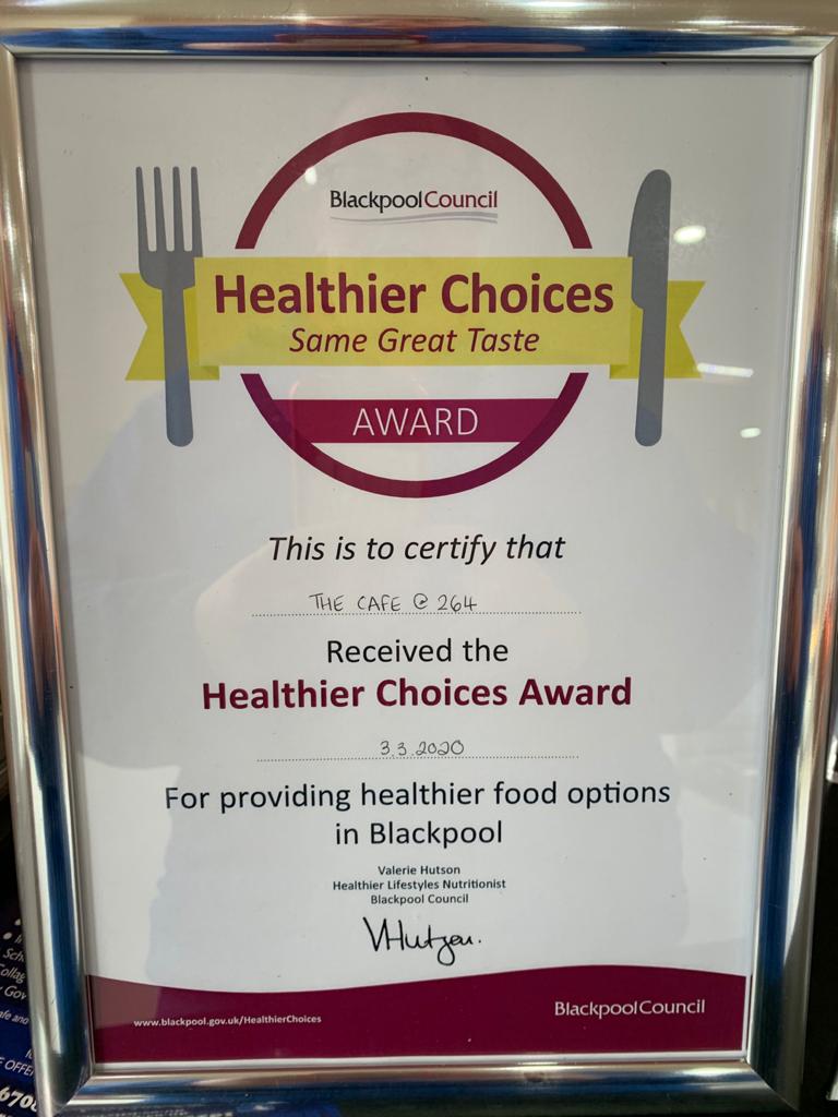 thecafe264's tweet photo. 🏆 We are delighted to announce we have been given the Healthier Choices Award and the Junior Healthier Choices Award by @BpoolCouncil. 🏆

This award is given out to those who provide healthier food choices in Blackpool. https://t.co/JNrXcZBVqW