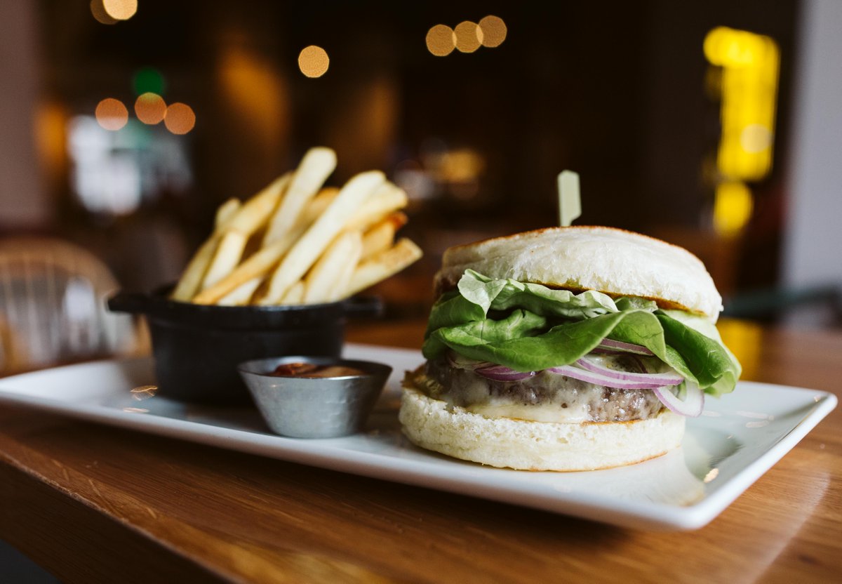 Our Farm Burger is served with white cheddar and ailoi on a house-made English muffin. Pair it with our crispy farm fries for the ultimate mid-day pick-me-up.