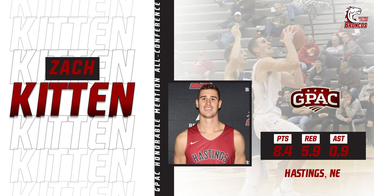 HastingsBroncos's tweet photo. Congratulations to Senior Zach Kitten on earning GPAC Honorable Mention All-Conference! 

#GoBroncos https://t.co/Cse6mhOwyG