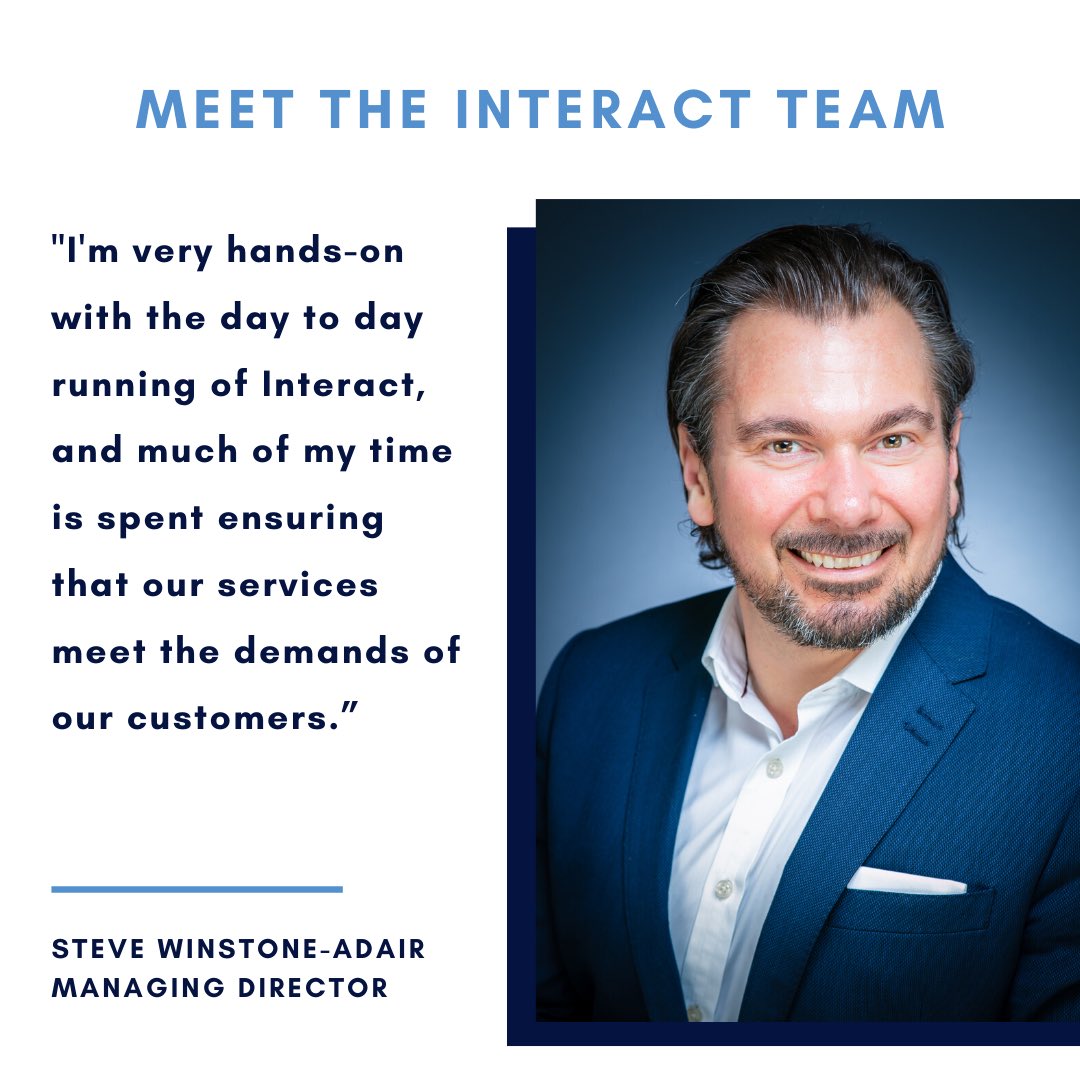 InteractTech's tweet photo. Meet our Managing Director at Interact, Steve Winstone-Adair!⁣
⁣
Steve prides himself of being able to offer a bespoke service; personalised products using innovative technology with equipment developed and installed by highly skilled professionals. https://t.co/VqskH5D6GF
