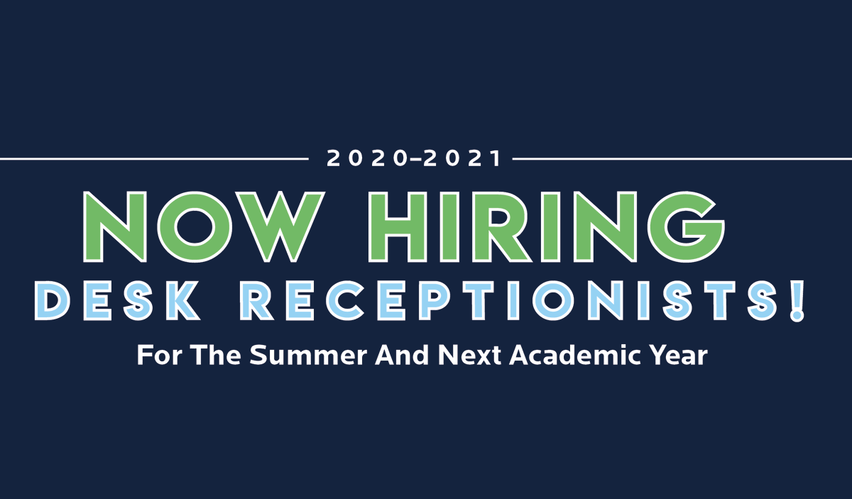 CreightonLiving's tweet photo. Apply to be a desk receptionist on Handshake! Applications due Thursday, March 12th by 11:59 p.m. https://t.co/hWIatx0Nyk