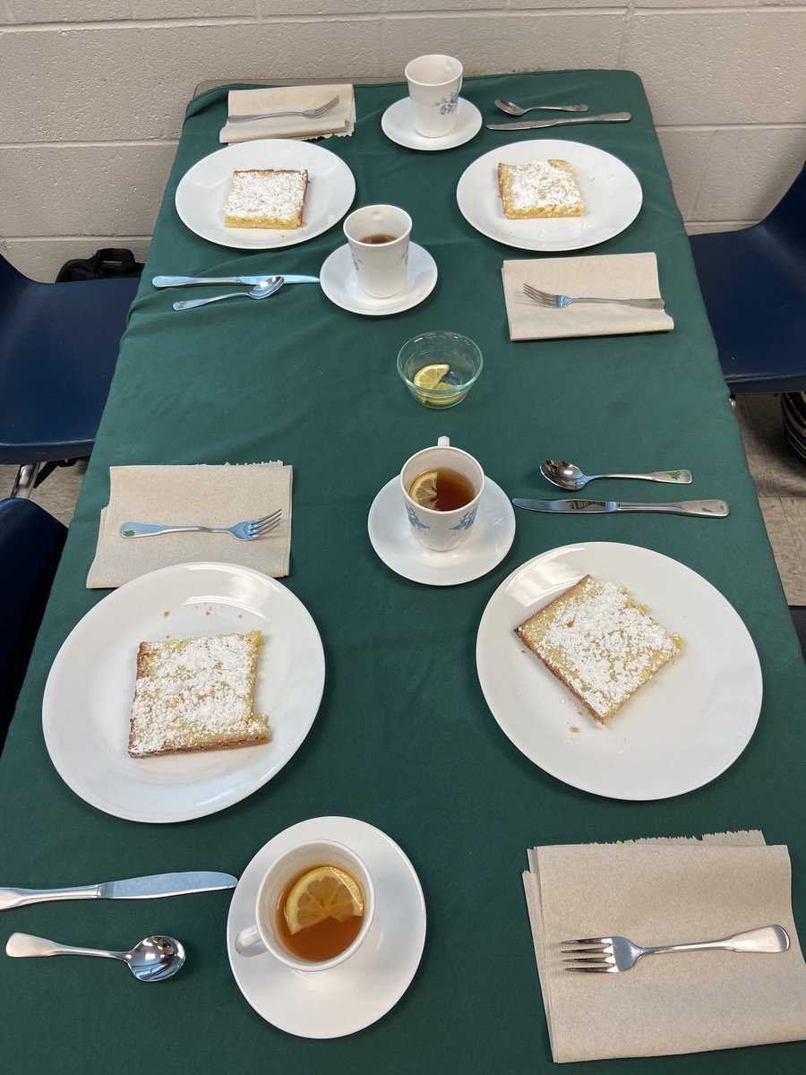 king4FACS's tweet photo. Practicing our table manners with some table setting and Lemon Bars with Tea! #FeelingFancy https://t.co/PkX8lZ9cY5