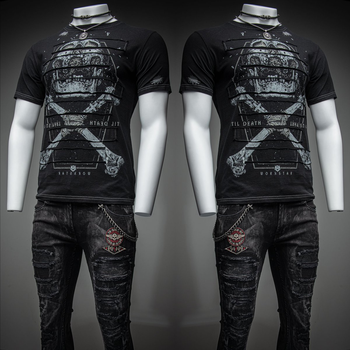 wornstar's tweet photo. Buy this look at https://t.co/mwK95EMjUc in the Street, Stage, and Swag section
๐ : Til Death | ๐ : Nocturne | ๐ : Skull Ingot Necklace, Derelict Bracelet & Challenger Bracelet #wornstar #wornstarclothing #RockNRollImage #RocknRollclothing #CuratedLook
๐ธ @f3studios https://t.co/I2rHeg0DkZ