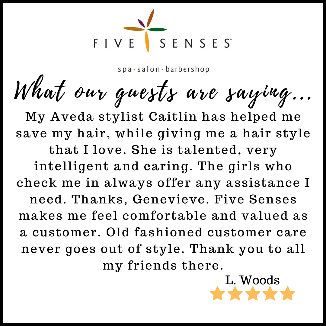 We appreciate all our guests who take the time to leave us a review. Thank you for your kind words! 😍
#fivesensespeoria #peoriail #spa #salon #aveda #avedalife #booknow #centralil #review #ravereview #thankyou