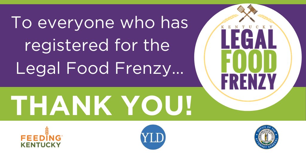 KyFoodFrenzy's tweet photo. Thanks again to everyone who has registered for the Legal Food Frenzy! McBrayer PLLC @ZSLawFirm @skofirm @OBrienInjuryLaw #Kylff #FeedtheFrenzy #EndHunger @KBAYLD @kyoag https://t.co/myETCAoU38
