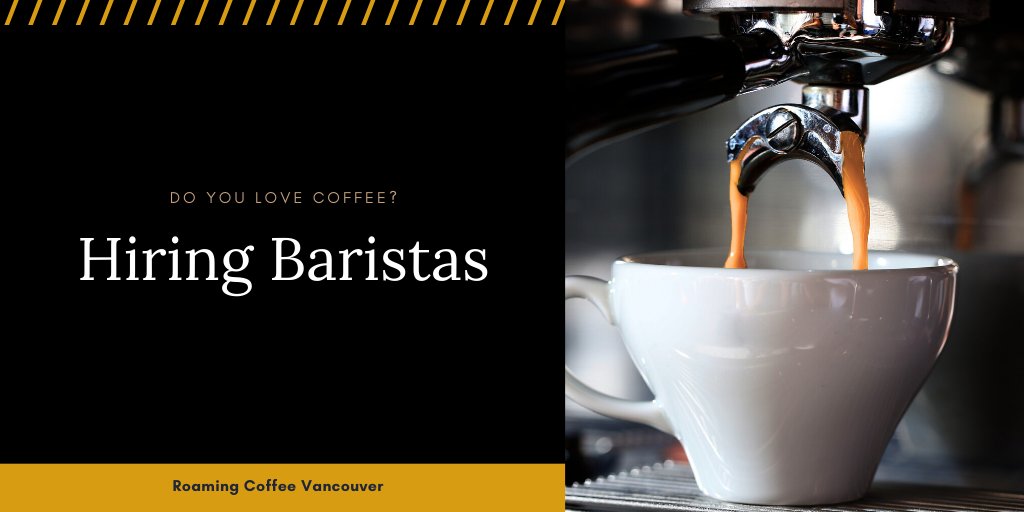 roamingcoffeebc's tweet photo. Hey Vancouver and Area - We are hiring baristas and drivers. If you want to make some extra cash, send your resume to contact@roamingcoffee.com 

#coffee #coffeelove https://t.co/a8Rwh54dOE