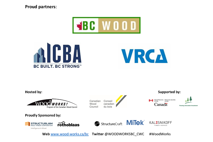 Special thanks to our partners and sponsors at today's #costing #wood event!  #woodworks #buildwithwood #strongpartnersmakeusbetter @BC_Wood @icbabc @VanConstruction @CdnWoodFacts @Structurlam @StructureCraft_ @RothoblaasCA @MiTekIndustries @KalesnikoffTeam