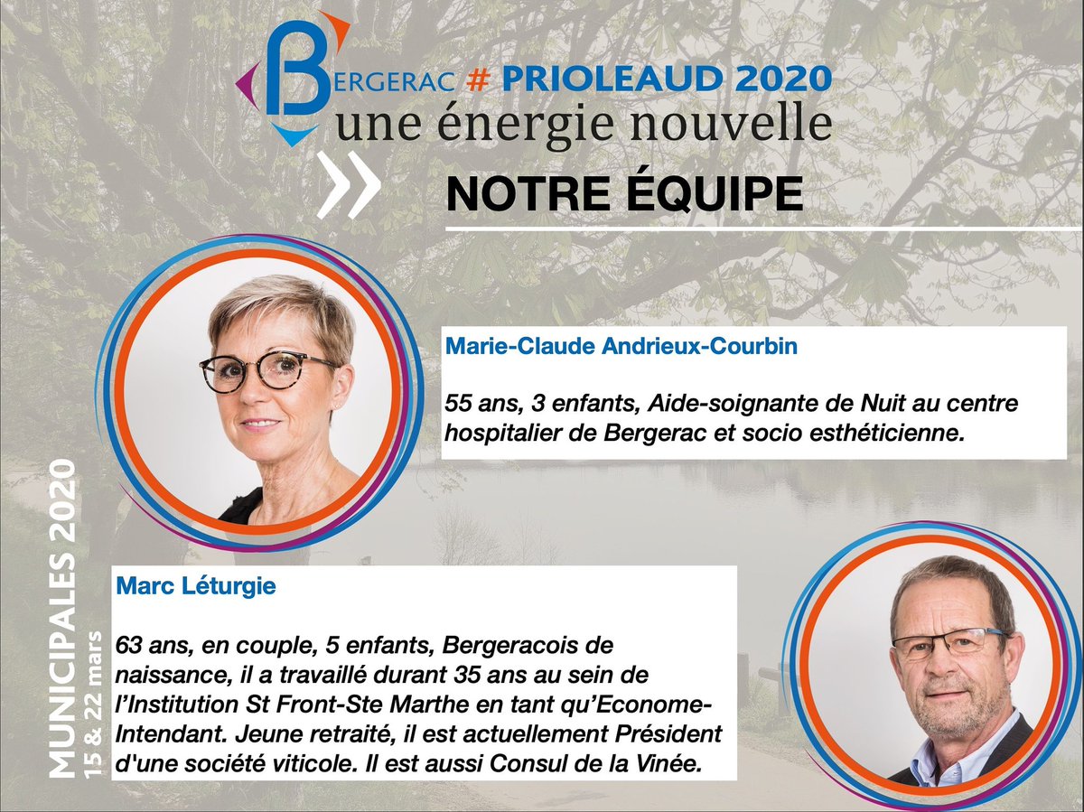 📣 Présentation de nos candidats : Prioleaud 2020 - une énergie nouvelle 💫
prioleaud2020.fr/Equipe.php

#Bergerac #Municipales #Municipales2020 #Perigord #MyPerigord #lovemyperigord #igers #igersfrance #igersdordogne #dordogne #igersbergerac #picoftheday #photooftheday #aquitaine