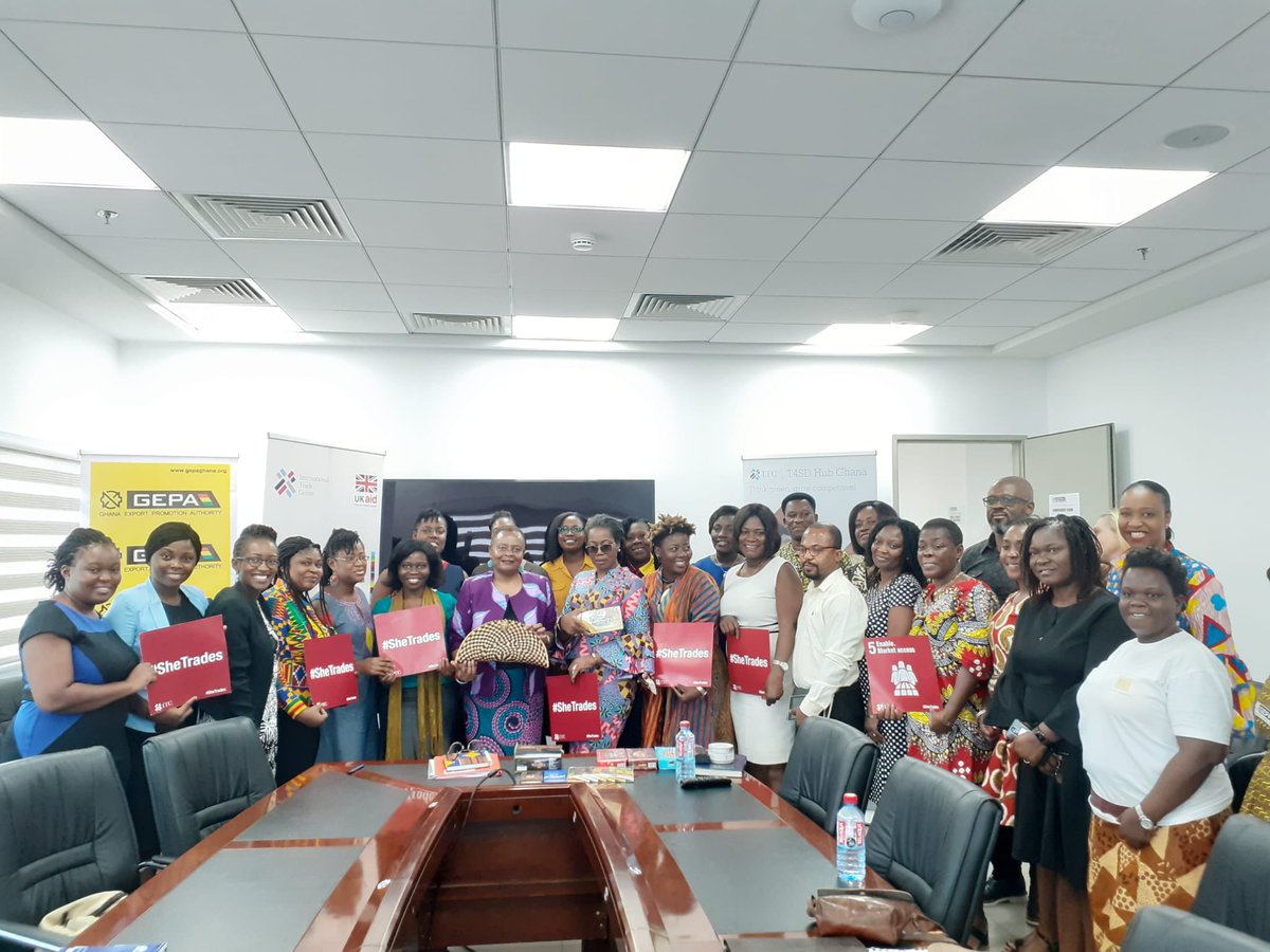 tembo_dorothy's tweet photo. Meet some of the wonderful @ITCnews partners with whom we are collaborating on our #SheTrades initiative and Trade for Sustainable Development Hub
From textiles and apparel to agriculture they are playing a huge role in creating trade opening for #Ghana’s #MSMEs. Thank you! https://t.co/OaCRuLnU0p