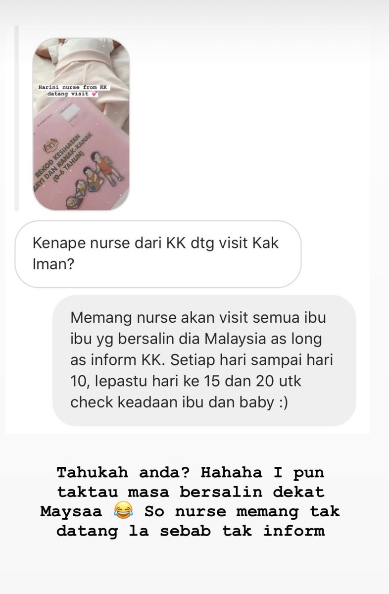 ImanAbdulRahim's tweet photo. Checkup pregnant kat KK semua free. Scan, ubat, semua free sepanjang 9 bulan. Lepas bersalin, nurse datang visit pulak kat rumah. FREE. Nanti baby nak vaccine pun free sampai baby umur setahun. Lepas setahun bayar RM1. Siap tanya nak buat family planning cara apa. https://t.co/iuP7jh7dYY