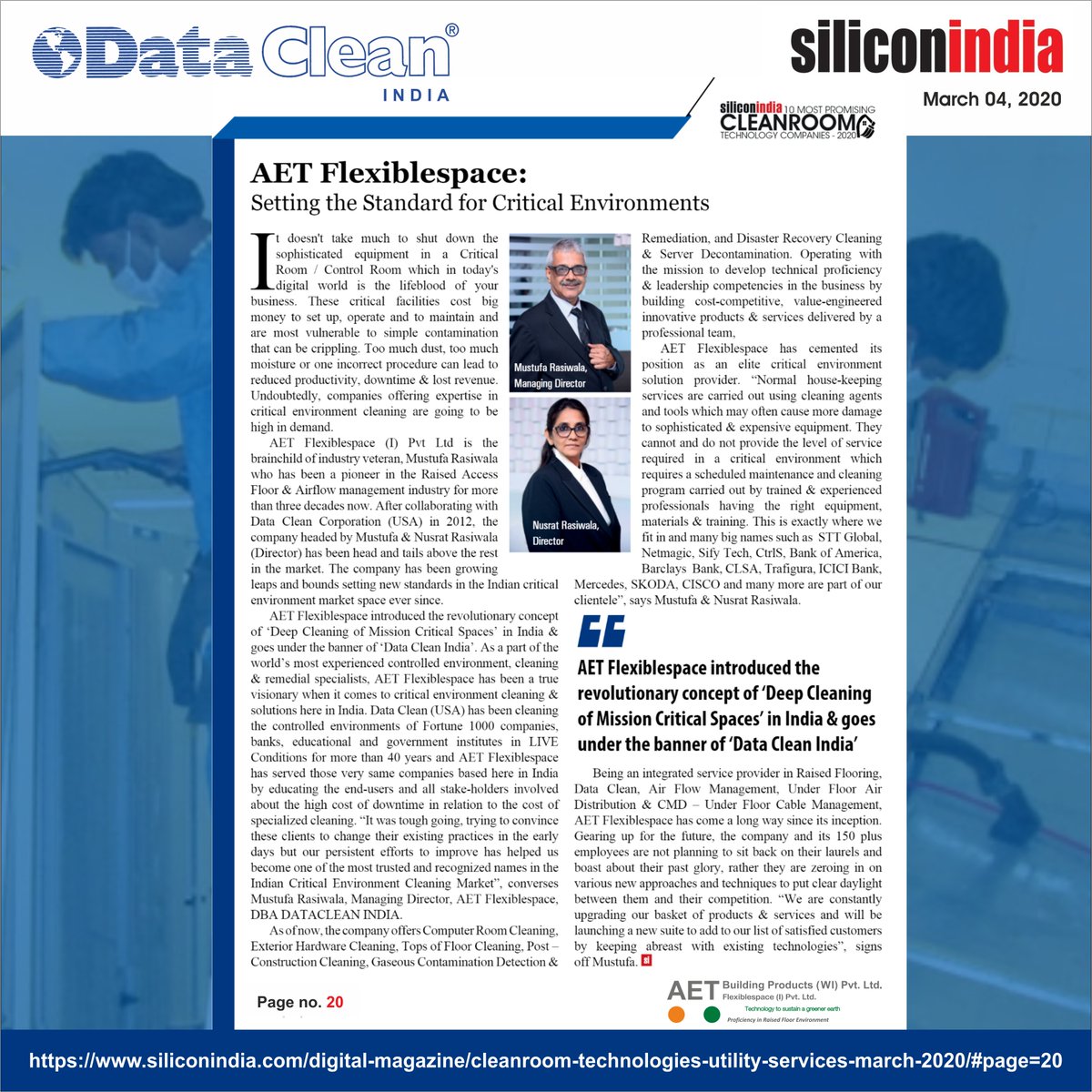 Flexifloor's tweet photo. Thank you #SiliconIndia for recognizing #DATACLEAN #INDIA as the Forerunners in the #CRITICAL ENVIRONMENT Space.
https://t.co/sw9lKFBai3
#datacleancorp #datacenter #deepcleaning #criticalroom #flexiblespace #controlroom #Raisedfloor #FloorPlan #CleaningService #airflowmanagement https://t.co/xVqpMG1dBM