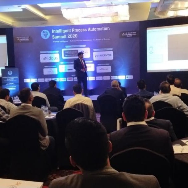 GoldCommIndia's tweet photo. Amit Daga, Sales Head - India &amp; South Asia of Softmotive presenting the partner presentation at #IPASummit 2020

#ProcessAutomation #IPA #RPA #AI #ML https://t.co/13y1JSF57K