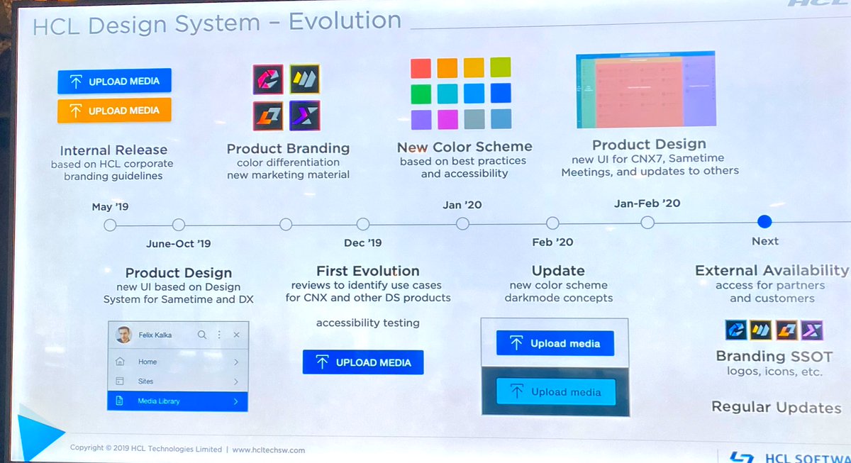Felix Kalka (HCL Design Lead) is talking right now about the evolution of the design system used at #HCL and how it is applied to products. Very interesting and customers will be involved in the evolution of it in the Design Partnership Program. #engageug #Design