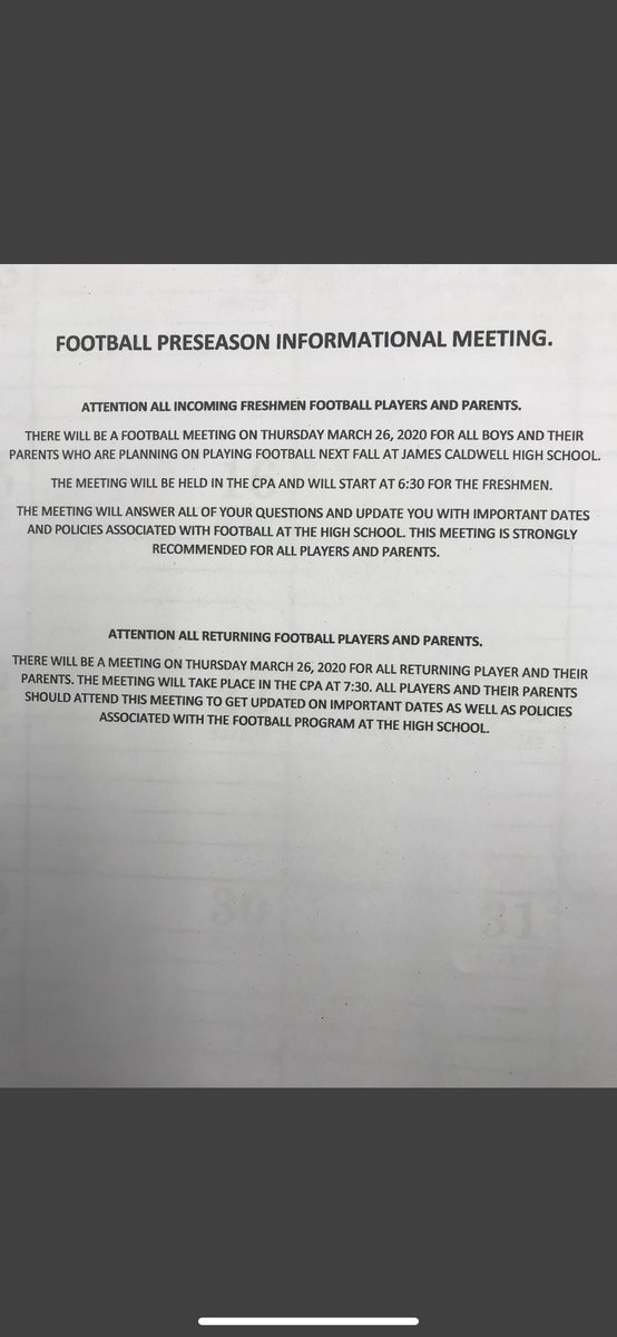 CoachRyanSmith_'s tweet photo. Football Meeting Information for returning players as well as incoming freshman. https://t.co/2YnbwIu80w