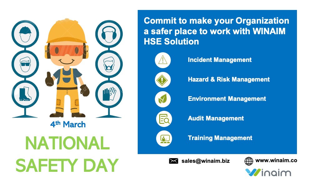 Winaimltd's tweet photo. This National Safety Day, commit to make you Organization a safer place to work with WINAIM HSE solution
https://t.co/A0gY9HqL56

#NationalSafetyDay #safetyday #HSE https://t.co/57DZu6ooAh