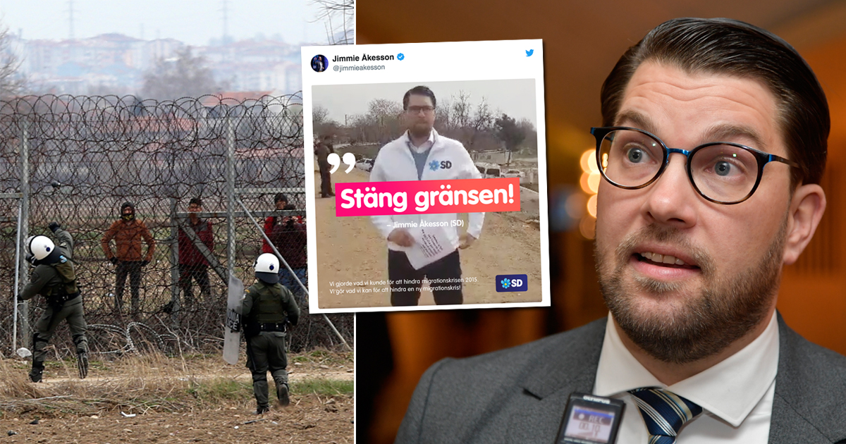 Expressen's tweet photo. Jimmie Åkesson delar ut flygblad vid grekisk-turkiska gränsen: ”Försöker få dem att inte komma till Sverige”

https://t.co/rddr0MPhlf https://t.co/EGKdmFOGih
