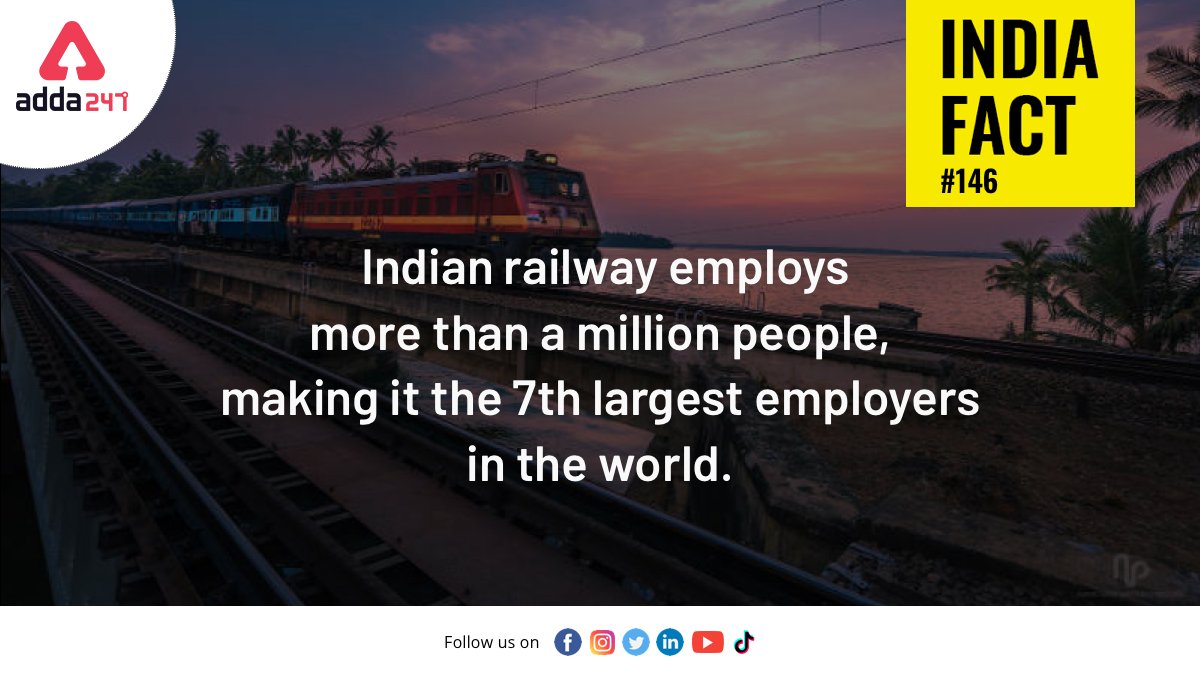 anilnagr's tweet photo. #Indiafact146

Indian railway employs more than million people, making it the 7th largest employers in the world.

#Facts #Amazingfacts #Indiafacts #UnheardFacts #Didyouknowthat #didyouknowfacts #thinkendless #Adda247 https://t.co/YVt9nQSWZ3