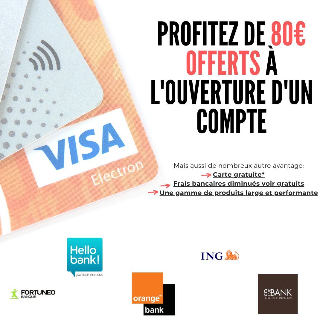 hyperbanque's tweet image. 🎁🎁80€ offerts 🎯🎯🎁
Trouvez votre banque en ligne facilement
💶Profitez des 80€ offerts 💶
+ pleins d'autres avantages #hyperbanque #80eurosofferts
🎁🎁Cliquez ici 🔻🔻
bit.ly/3bTHPWV
