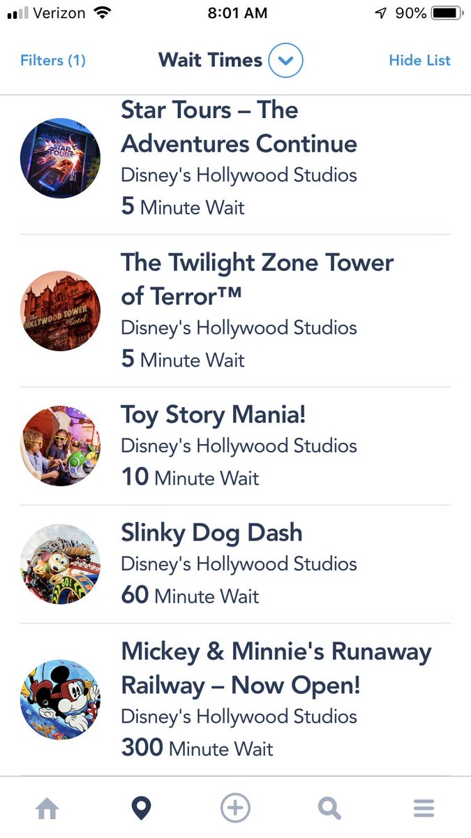 OHDisneyMom's tweet photo. It’s a great day to rope drop anything but Mickey &amp; Minnie’s Runaway Railway! Wait times at park open... #HollywoodStudios https://t.co/eRB29nouBf