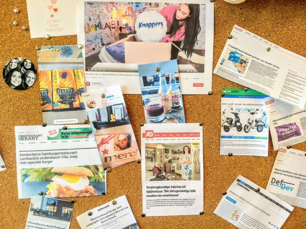 DeBruijnPR's tweet photo. Oldschool but cool: De publiciteit voor onze opdrachtgevers op het prikbord! #publiciteit #prbureau #amsterdam #communicatie https://t.co/EPkKqLujdm