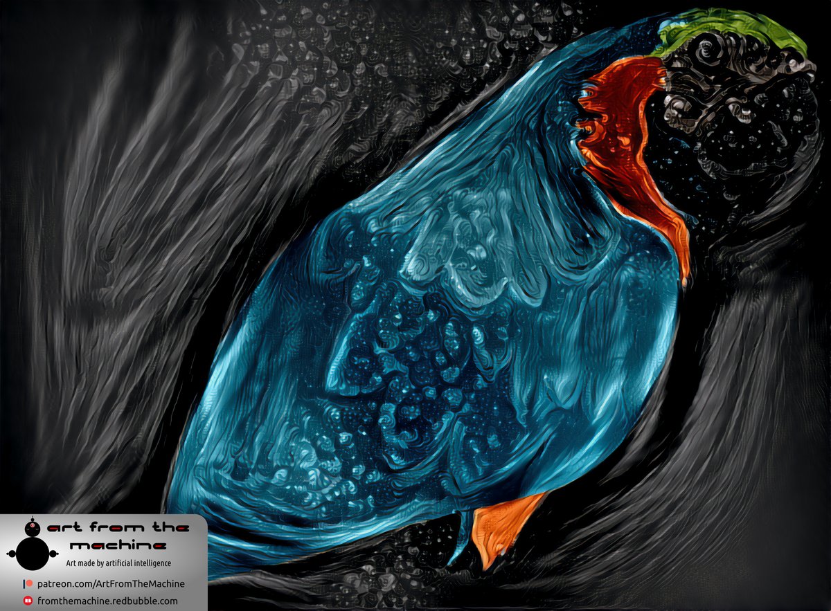 "Twisted Parrot II" - Neural style transfer from fractal pattern to vector illustration. #art #deeplearning #deepstyle #digitalartwork #digital #digitalartist #ArtistOnTwitter #cgi