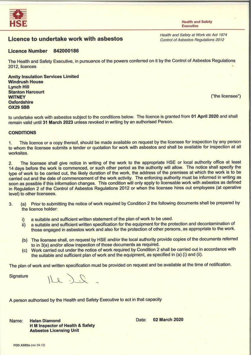 Amity_Group_'s tweet photo. We are proud to have been awarded a 3 year license to continue removing all types of asbestos. The HSE licensing inspector commented: 
Amity appear to be a company that take pride in their work and who continue to strive to be the exemplar within the asbestos industry #asbestos https://t.co/JxI36fZBDW