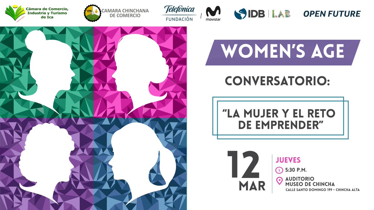 Hub_IcaOF's tweet photo. 📢 [WOMEN'S AGE]

En el marco del Día Internacional de la Mujer, los invitamos al conversatorio "La mujer y el reto de emprender".

➡️Entrada libre: https://t.co/vRkwPJLUdz
#cuposlimitados

@FundacionTefPe @el_BID @_camaradeica @PeruOpenFuture_ @OpenFuture_ https://t.co/4nl2Fg7KDC