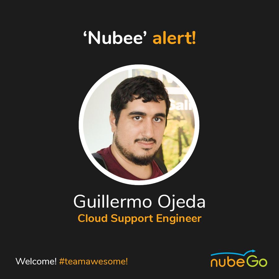 nubego's tweet photo. Guille Ojeda becomes the latest #nubee to join team nubeGo.
Guille has joined us as a Cloud Support Engineer in Argentina. Welcome to the team!
#teamawesome #CloudSupportEngineer #JoinUs #trainingconsultancy #cloudconsultancy #DevOpsconsultancy https://t.co/L0WepMwGhF