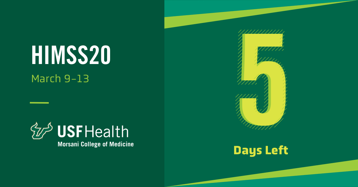 usfhealthonline's tweet photo. 5 Days until #HIMSS20!  Check out our guide to networking at this year's global conference. Make sure to stop by and visit us on University Row in booth UR20! https://t.co/ZiOt3M65P5 https://t.co/kVdYjFeKJ2