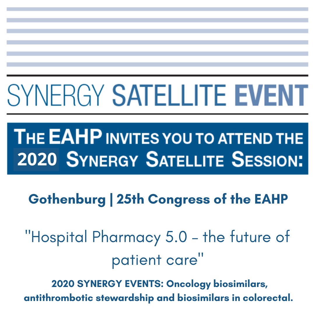 EAHPofficial's tweet photo. #EAHPSynergy events at the #EAHP2020 address a number of key topics:
-#biosimilars
-#anticoagulants
-#oncology
Be sure to register so not to miss out! 
https://t.co/w5v3fEyeTO https://t.co/rfvs61HbJl