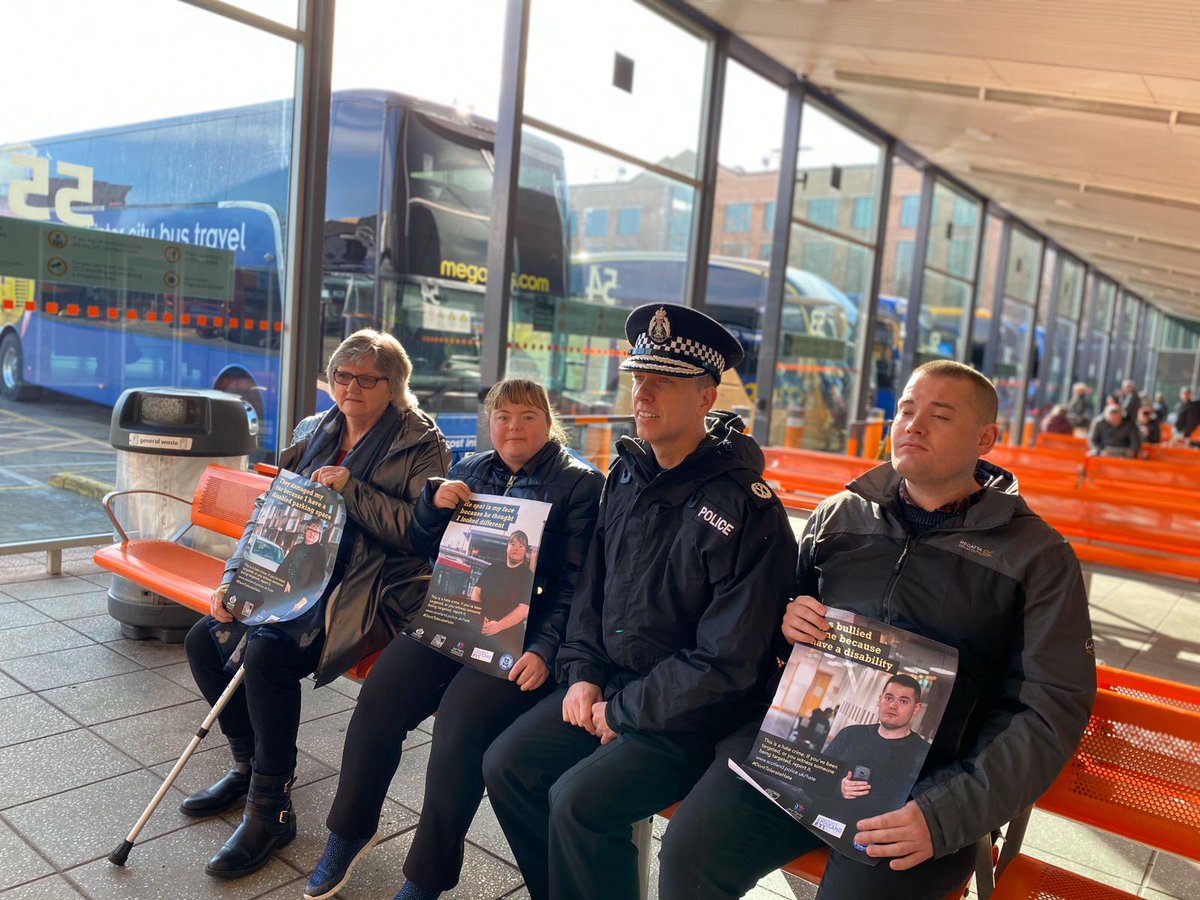 PoliceScotland's tweet photo. Today @ACCPartnership along with, Sam, Ivan, Alison and Sean who are brave victims of hate crime launched the next phase of our #DontTolerateHate campaign focusing on  #DisabilityHateCrime. https://t.co/Tjj0UkRS4c