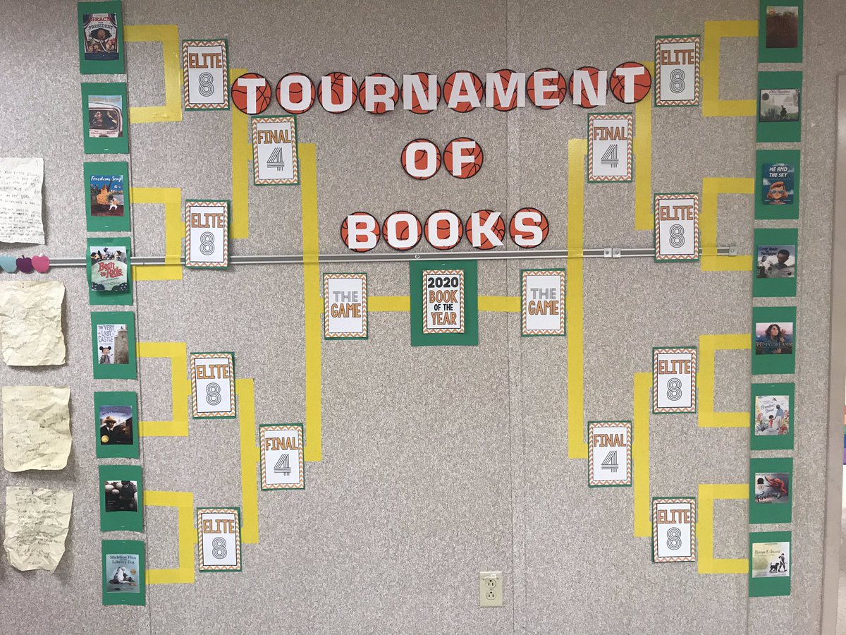 Bracket predictions have been made and books are now officially posted. This year’s theme is “A Character’s Journey”. The students can’t wait to read their first book! #mescubs