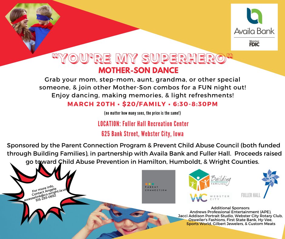 pconnectionHHW's tweet photo. We have some amazing businesses/groups that are helping to make this year's Mother-Son Dance a huge success. New this year will be an opportunity for families to win prizes. See you on the 20th! https://t.co/ykC1GaeynV