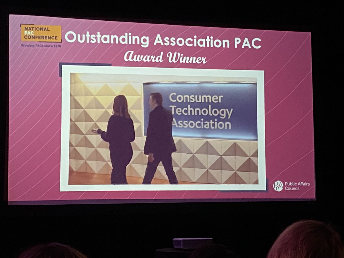 jebory's tweet photo. Awesome to see Kelsey Odom of @CTATech winning the award for “Outstanding Association PAC” at @PACouncil #pacmiami. She’s a rockstar... and CTA is the best. https://t.co/TioCouBp2f