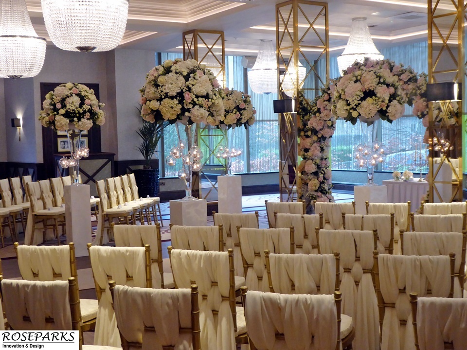 Melissa and Joe's gorgeous wedding ceremony setup at <a href="/BoclairHouse/">Boclair House</a> in November.  Beautiful linens by @88events.