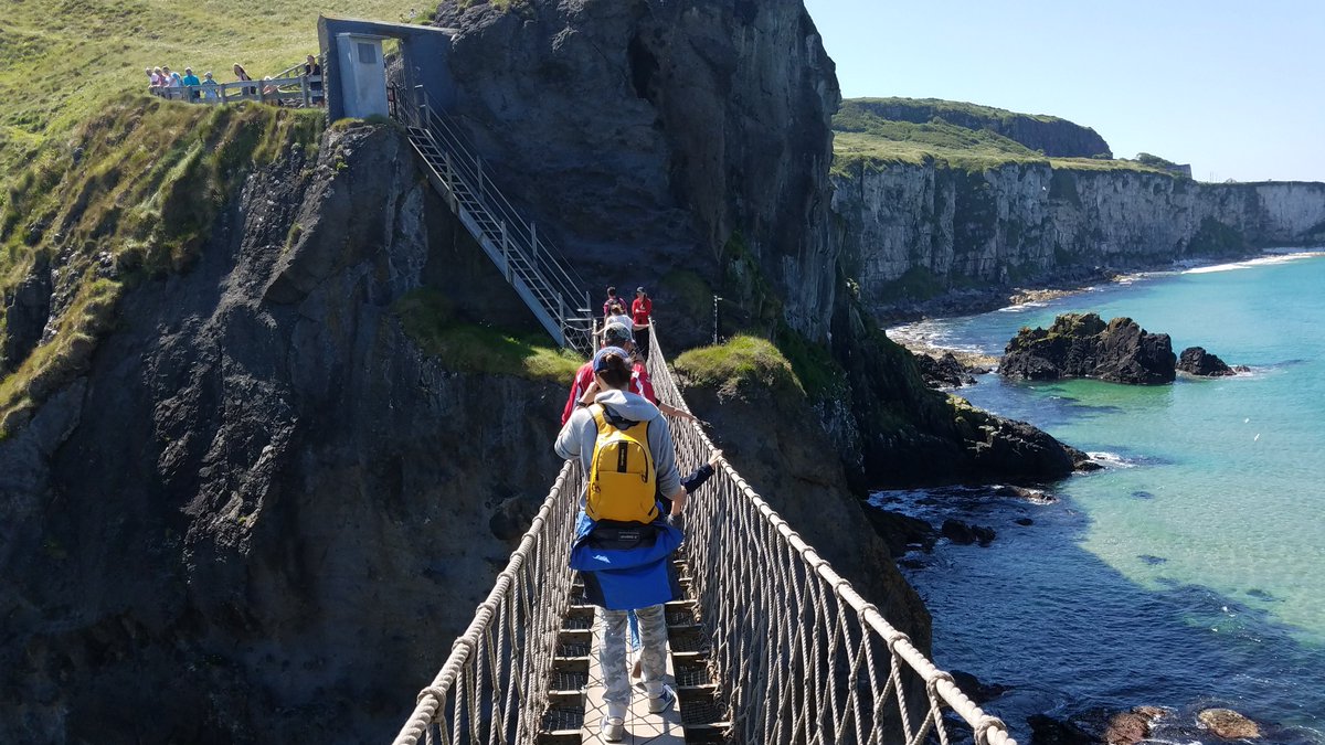 #CarrickaRede rope bridge in #NorthernIreland... Would you walk across this 66 foot swinging rope bridge?  #Familytravel and #outdoor #Adventure along the #CausewayCoastalroute is an unforgettable #holiday for the whole family.  @NTCarrickarede @VisitCauseway @NationaltrustNI