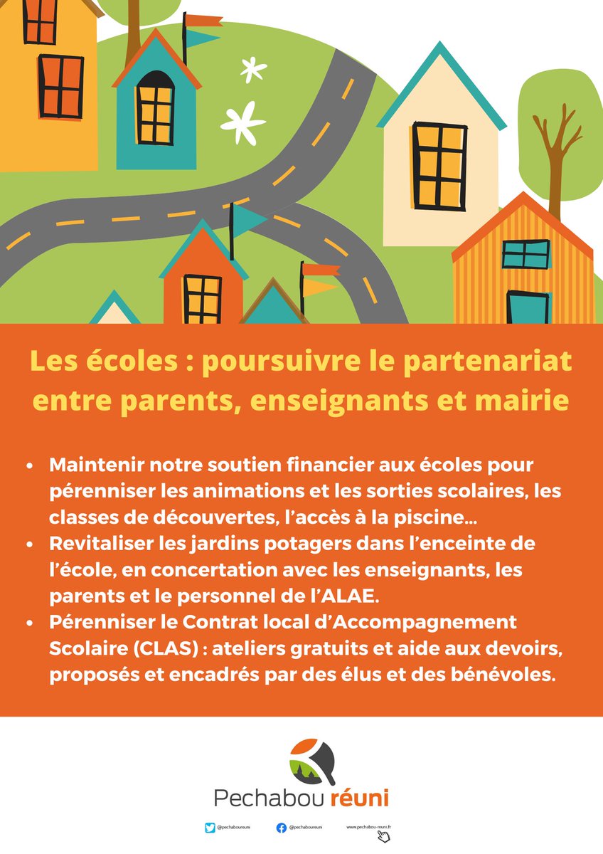 Pechaboureuni's tweet photo. Les écoles : un climat serein et constructif pour poursuivre partenariat entre parents, enseignants et mairie
 #Pechabou #Municipales2020 Programme disponible sur https://t.co/qf2igyY1YW ou téléchargez le directement sur : https://t.co/xwNAopSJOx https://t.co/sbhdiRQ7G2