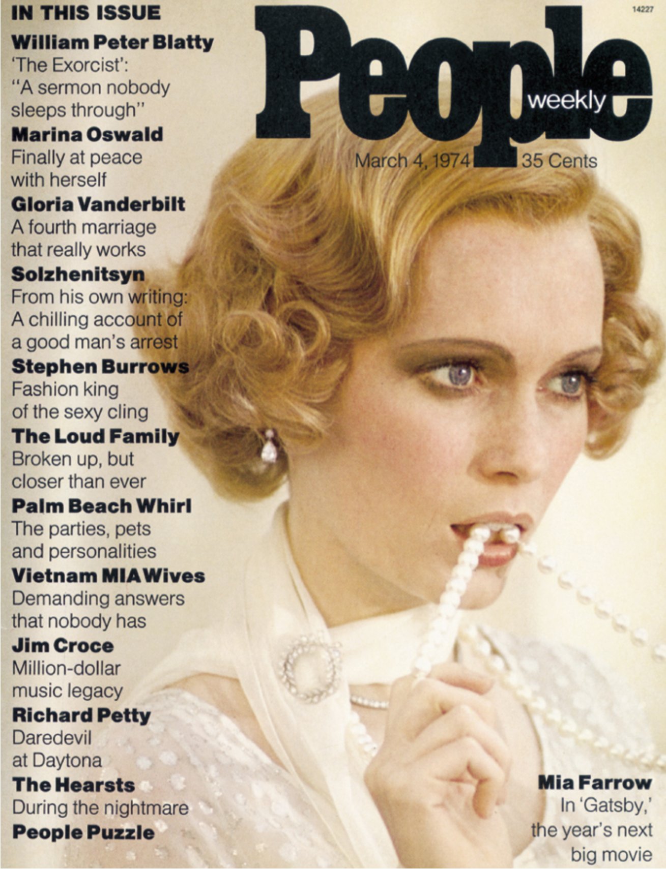 Happy Birthday,  Launch cover featuring Mia Farrow in \"The Great Gatsby\" in 1974! 